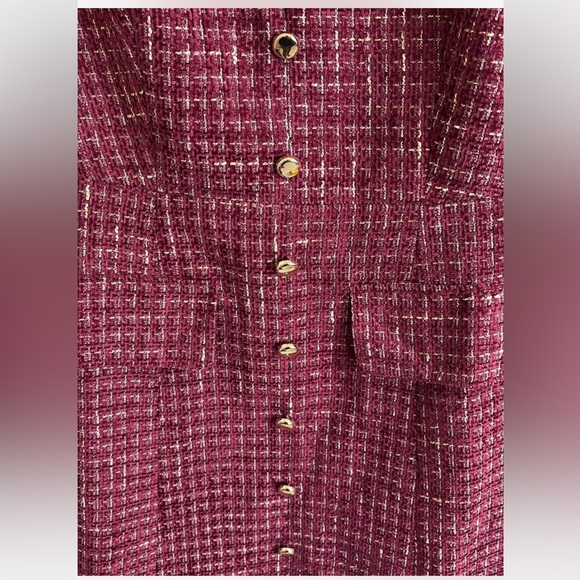 Commense Metal Button Tweed Sleeveless
Mini Dress - Picture 4 of 7